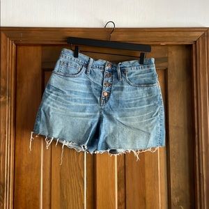 Madewell high rise button up shorts